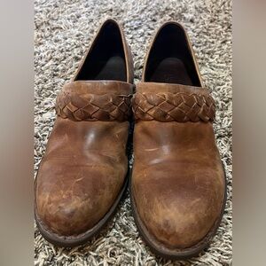 Born Tan Leather Loafers with Braided Detail